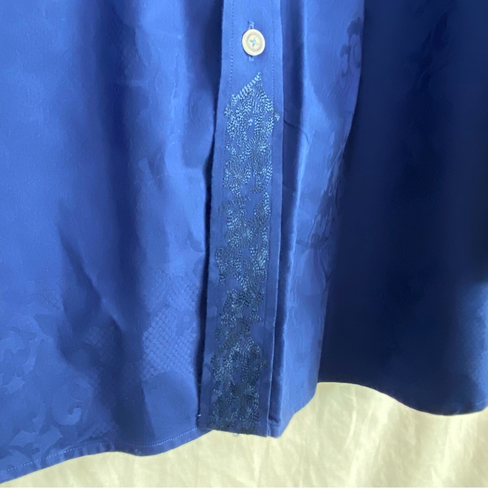 Robert Graham Blue Floral Texture Long Sleeve Button Up Dress Shirt 3XL - Picture 2 of 10